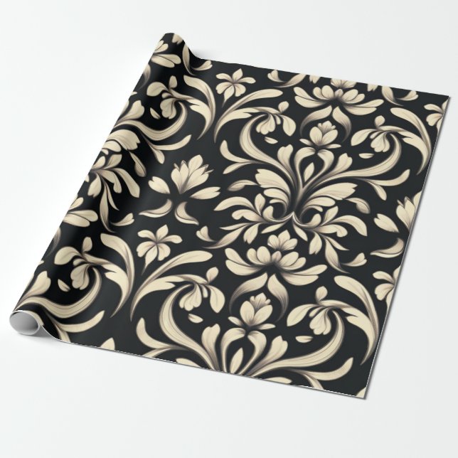 Elegant Baroque Blommigt Presentpapper (Utrullad)