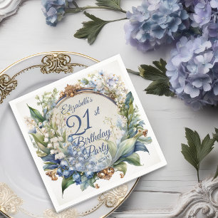 Elegant Baroque Blommigt Ram 21:a födelsedagen Par Pappersservett
