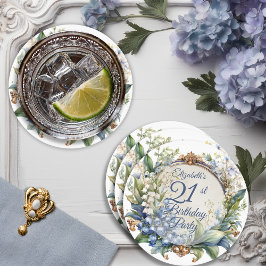 Elegant Baroque Blommigt Ram 21:a födelsedagen Par Underlägg Papper Rund