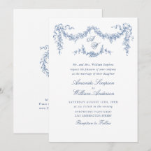 Elegant Baroque Blue Fransk Garden Blommigt Bröllo