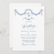 Elegant Baroque Blue Fransk Garden Blommigt Bröllo