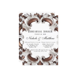 Elegant Baroque Bröllop Rehearsal Middag Inbjudningar