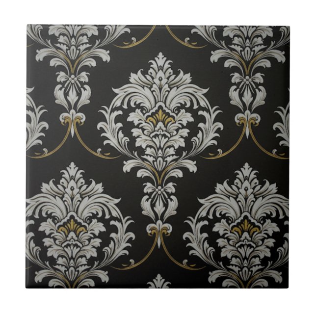Elegant Baroque Damask Kakelplatta (Framsidan)