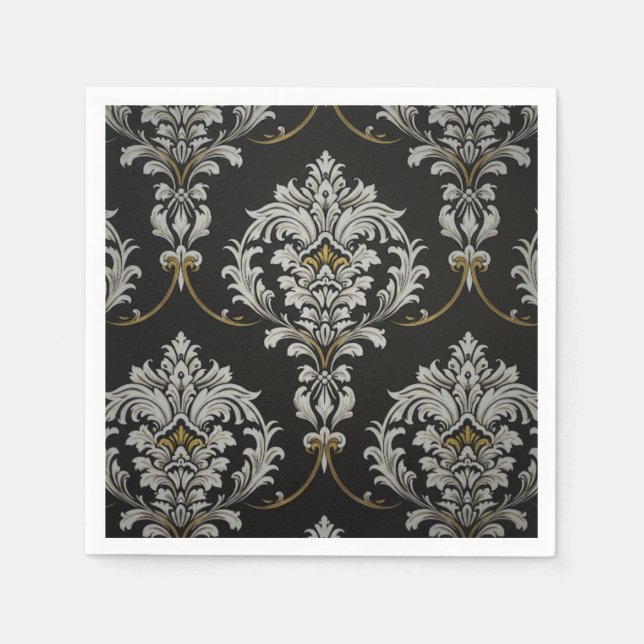 Elegant Baroque Damask Pappersservett (Framsidan)