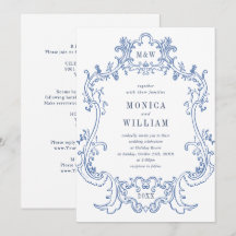 Elegant Baroque Dusty Blue Classy Ram Bröllop