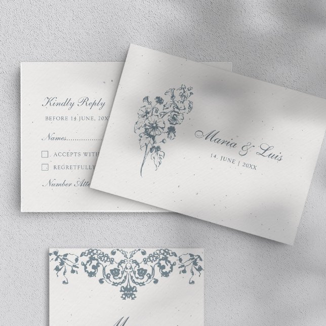 Elegant Baroque Flower Wedding RSVP Card OSA Kort (Skapare uppladdad)