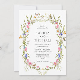 Elegant Baroque Fransk Garden Blommigt Bröllop Inbjudningar