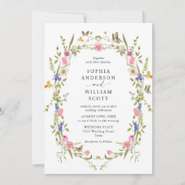 Elegant Baroque Fransk Garden Blommigt Bröllop Inbjudningar