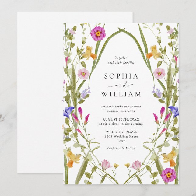 Elegant Baroque Fransk Garden Blommigt Bröllop Inbjudningar (Fram/baksida)