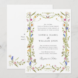 Elegant Baroque Fransk Garden Blommigt Bröllop Inbjudningar