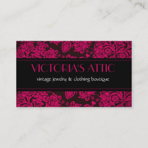 Elegant Baroque Fushia & Black Profile Card Visitkort