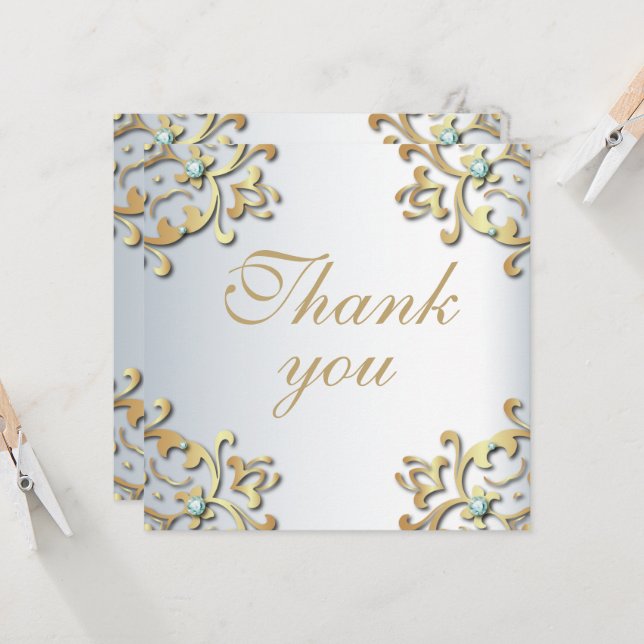 Elegant Baroque Gräns vid Silver Bröllop (Fram/Back In Situ)