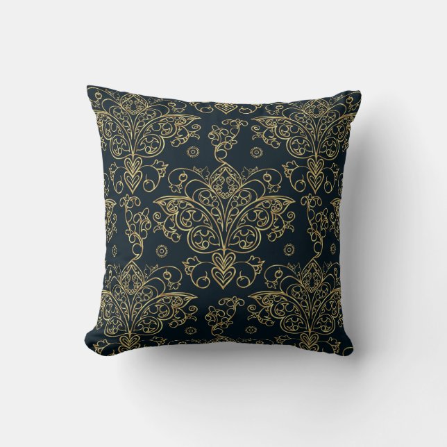 Elegant Baroque Guld Butterfly Flourish Kudde (Framsida)