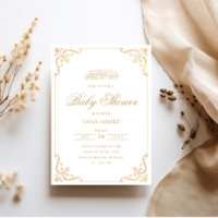 Elegant Baroque Guld Script Muslim Baby Shower