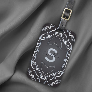 Elegant Baroque Luxury Chic Black & Silver Gräns Bagagebricka