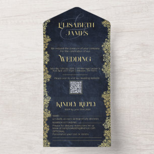 Elegant Baroque Navy och Guld Classy Chic Bröllop