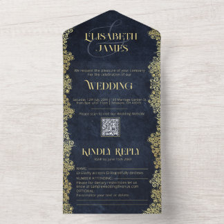 Elegant Baroque Navy och Guld Classy Chic Bröllop