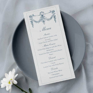 Elegant Baroque Ornament Wedding Menu Meny