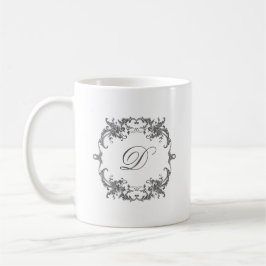 Elegant Baroque Ram med Monogram Initial Kaffemugg