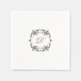 Elegant Baroque Ram med Monogram Initial Pappersservett