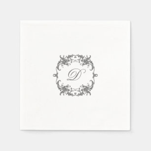 Elegant Baroque Ram med Monogram Initial Pappersservett