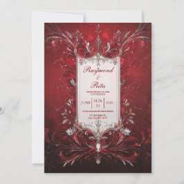 Elegant Baroque Red Wedding bjudande Inbjudningar