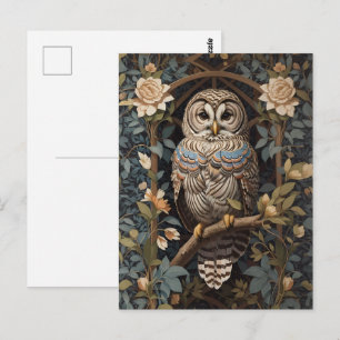 Elegant Barred Uggla William Morris Inspired Vykort