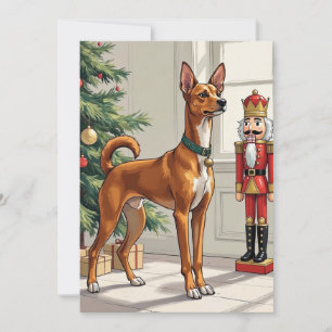 Elegant Basenji Hund Nötknäckare Modern Jul Julkort
