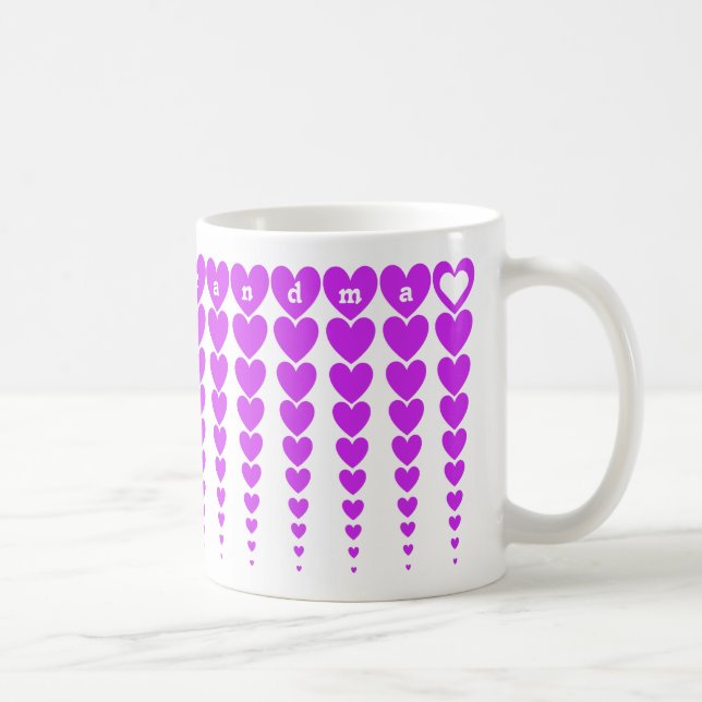 Elegant Bästa farmor Neon Lila Heart Tinsels Kaffemugg (Höger)