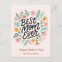 Elegant Bästa Mamma någonsin | Blommigt Mors dag Helg Vykort