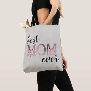 Elegant Bästa MAMMA någonsin Blommigt-typografi Tygkasse