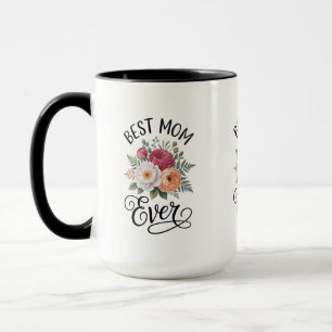 Elegant Bästa mamma någonsin Blomsterbukett Vatten Mugg