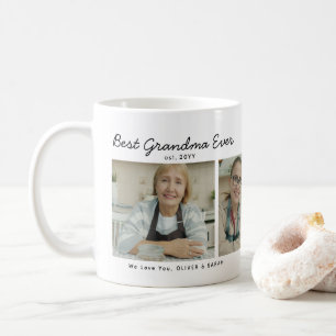 Elegant Bästa mormor någonsin 4 Foto Collage Hjärt Kaffemugg