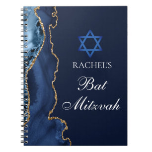 Elegant Bat Mitzvah Marinblå Guld Personlig Anteckningsbok
