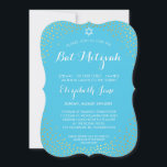 ELEGANT BAT MITZVAH mini rustic guld konetti aqua Inbjudningar<br><div class="desc">Obs! Den blanka guld-effekten är en utskriven bildEn söt konfetti, polka pridedesign med guld-folie som söker efter ditt barns BAT MITZVAH INVITATIONER. Wow dina vänner och din familj med detta lilla nummer;D-format som mall är det enkelt att lägga till egna uppgifter, lägga till ditt foto eller slått anpassa knappen och...</div>