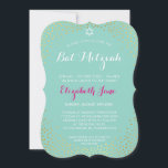 ELEGANT BAT MITZVAH mini rustic guld konetti mynta Inbjudningar<br><div class="desc">Obs! Den blanka guld-effekten är en utskriven bildEn söt konfetti, polka pridedesign med guld-folie som söker efter ditt barns BAT MITZVAH INVITATIONER. Wow dina vänner och din familj med detta lilla nummer;D-format som mall är det enkelt att lägga till egna uppgifter, lägga till ditt foto eller slått anpassa knappen och...</div>