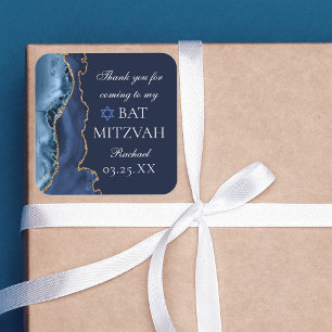 Elegant Bat mitzvah Party vid  marinblått Guld Fyrkantigt Klistermärke