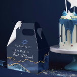 Elegant Bat mitzvah Party vid  marinblått Guld Presentaskar<br><div class="desc">Elegant marinblått och guld agate dekorerar denna moderna Bat mitzvah partiaffär. Din dotters namn är skriven i ett vackert högtidligt skript under David stjärna. Perfekt för en chic,  snyggt judisk familj som firar en flicka som kallas till Torah.</div>