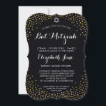 ELEGANT BAT MITZVAH Rustic guld konetti svart Inbjudningar<br><div class="desc">Obs! Den blanka guld-effekten är en utskriven bildEn söt konfetti, polka pridedesign med guld-folie som söker efter ditt barns BAT MITZVAH INVITATIONER. Wow dina vänner och din familj med detta lilla nummer;D-format som mall är det enkelt att lägga till egna uppgifter, lägga till ditt foto eller slått anpassa knappen och...</div>