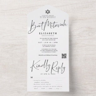 Elegant Bat Mitzvah-stjärna QR-måltidsalternativ