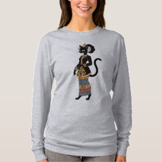 Elegant Batik Katt Drottning Grafisk T-Shirt
