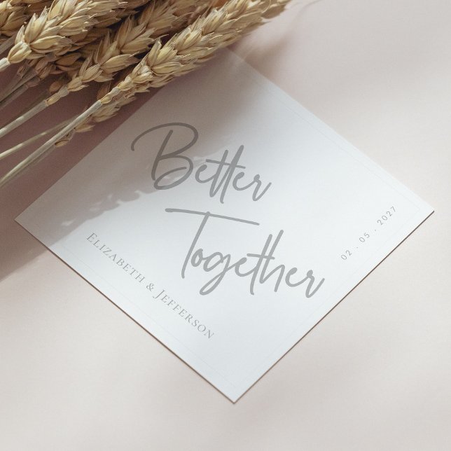 Elegant "Bättre tillsammans" Silver-skript Bröllop Pappersservett (Elegant  Better Together Silver Script Wedding Napkins Personalized)