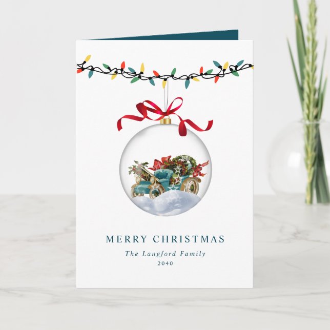 Elegant Bauble Bow God jul non-Photo Helgkort (Framsida)
