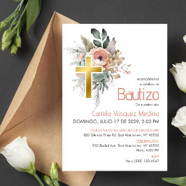 Elegant Bautizo Cute Boho Kor Baptism Inbjudningar