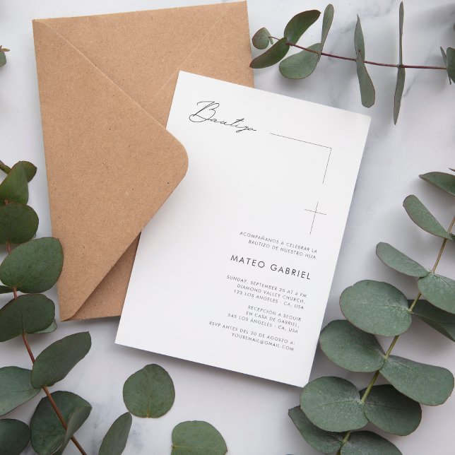 Elegant Bautizo | Mexikansk baptism på spanska Inbjudningar (Skapare uppladdad)