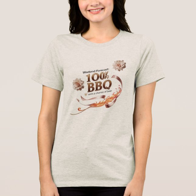 Elegant BBQ Älskare T-Shirt for Women | 100 % BBQ (Framsida)