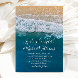 Elegant Beach Blue Ocean Bröllop Inbjudningar
