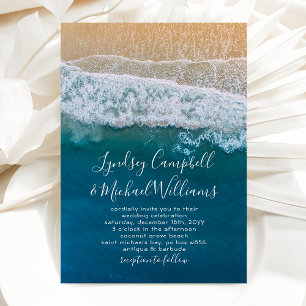 Elegant Beach Blue Ocean Bröllop Inbjudningar