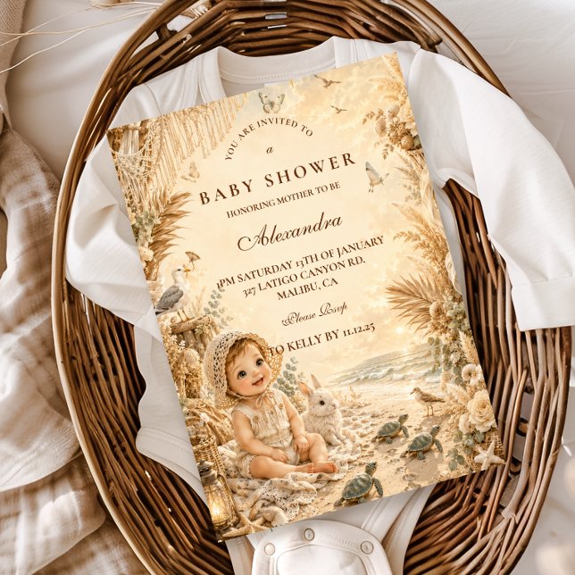 Elegant Beach Boho Barnrumsfirande Inbjudningar (Skapare uppladdad)
