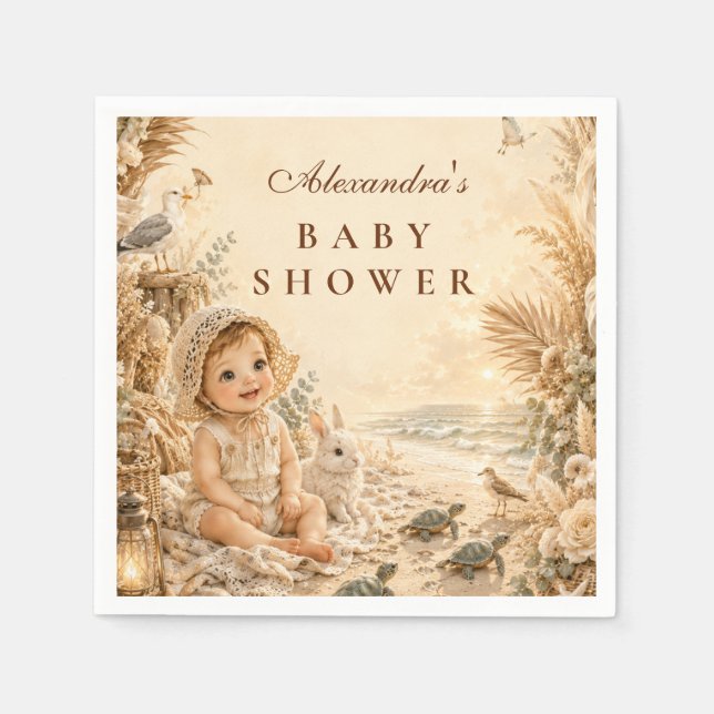 Elegant Beach Boho Barnrumsfirande Pappersservett (Framsidan)
